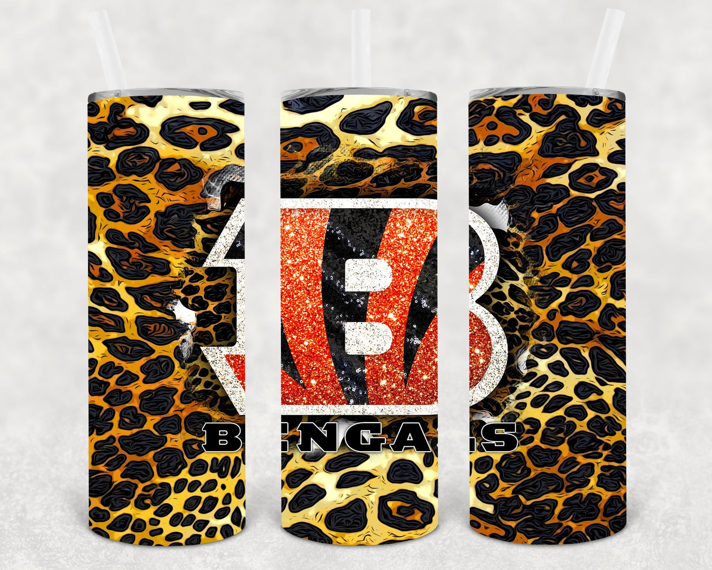 Bengals Leopard 20 oz Skinny Tumbler