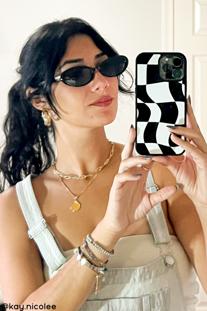 Black Wavy Checkered iPhone Case