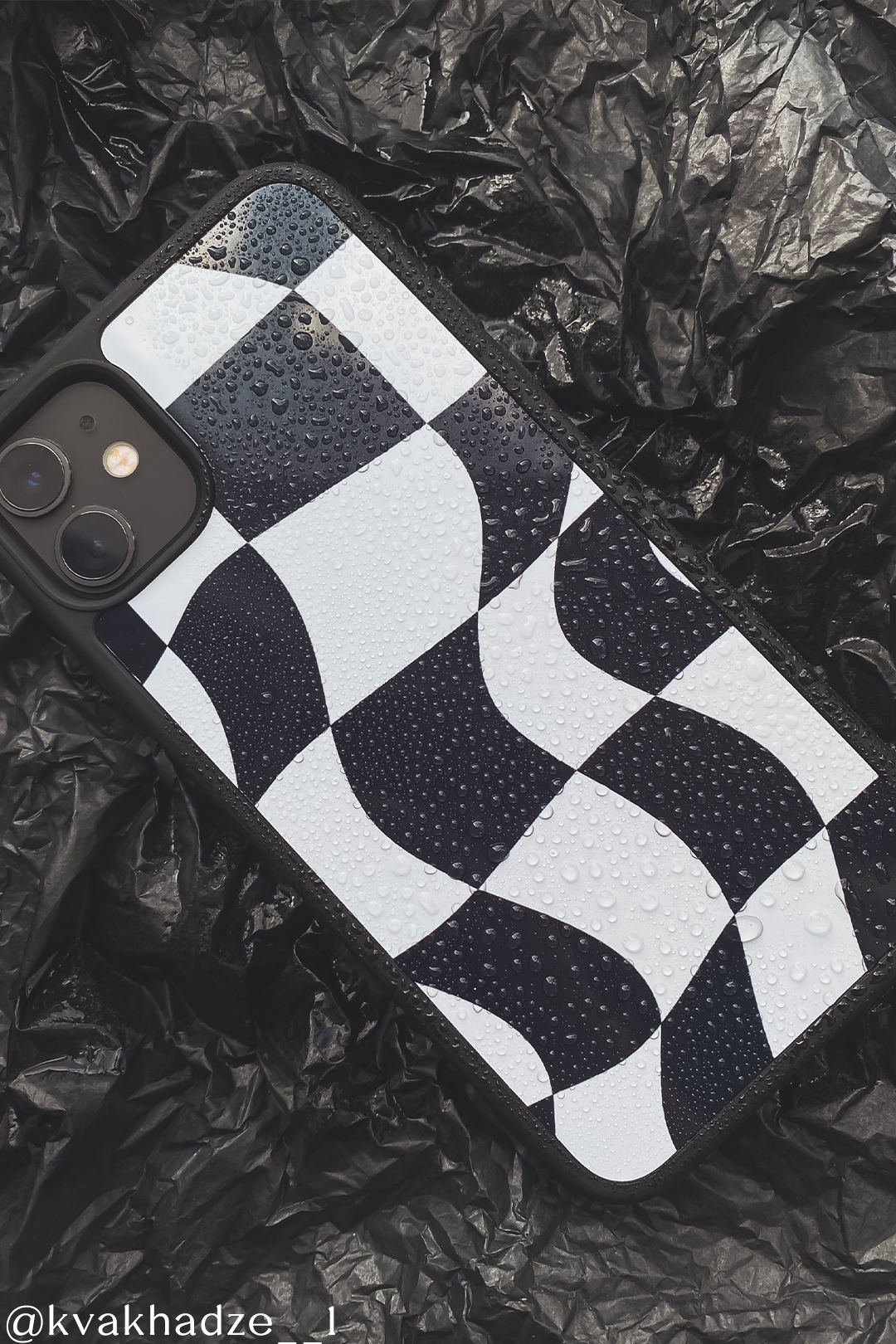 Black Wavy Checkered iPhone Case