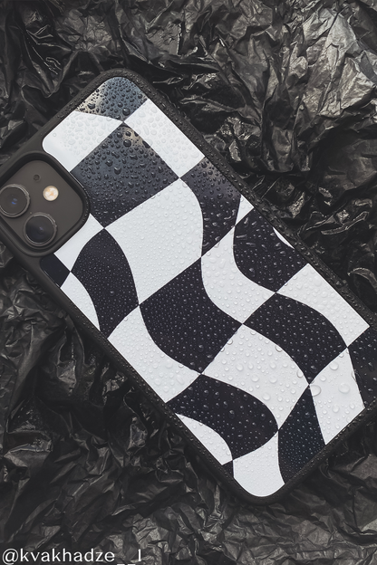 Black Wavy Checkered iPhone Case