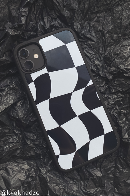 Black Wavy Checkered iPhone Case