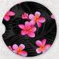 Car Coaster Set - Black and Pink Floral