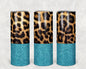 Blue Glitter Leopard 20 oz Skinny Tumbler