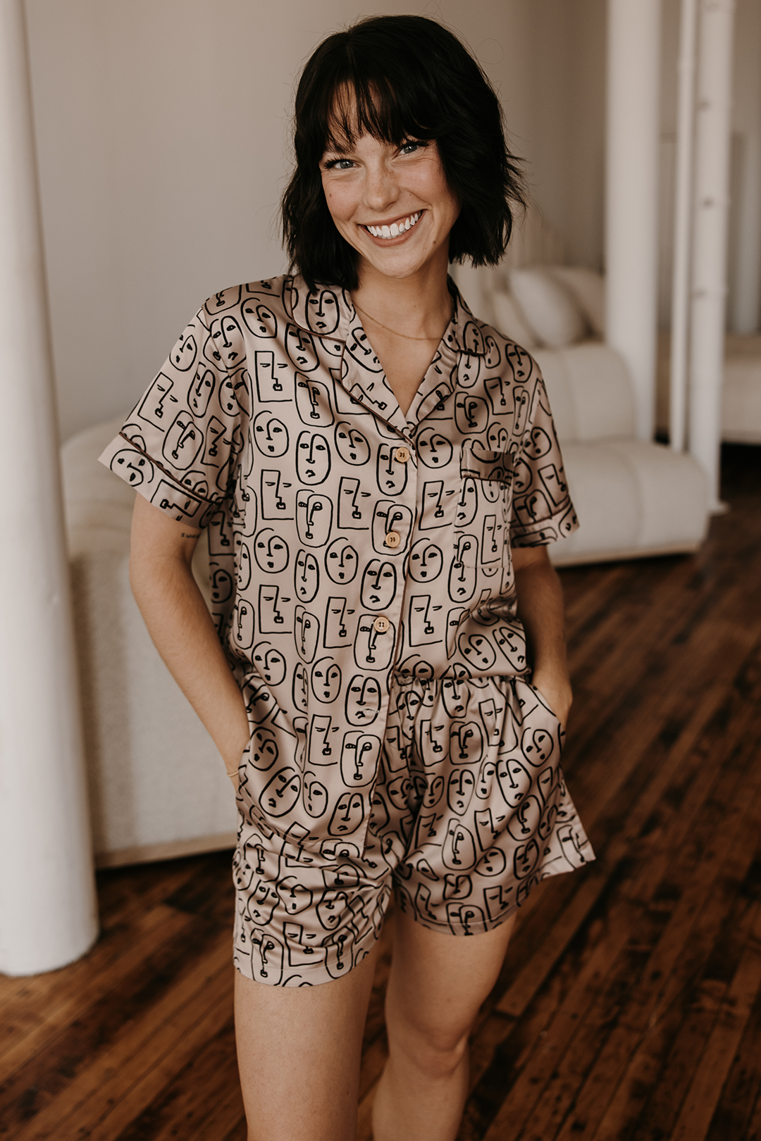 Boho Faces Satin Pajamas