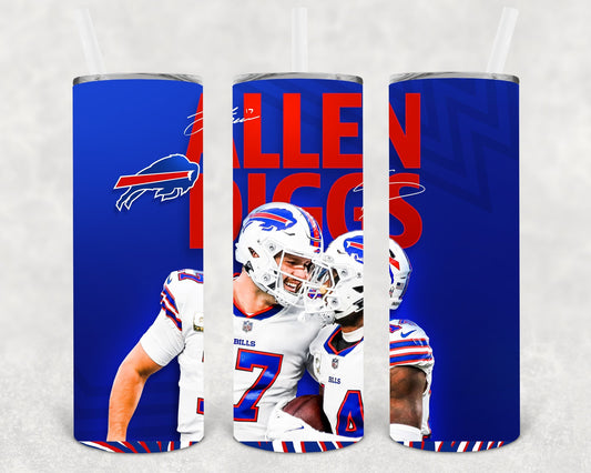 Buffalo Bills Allen Diggs 20 oz Skinny Tumbler