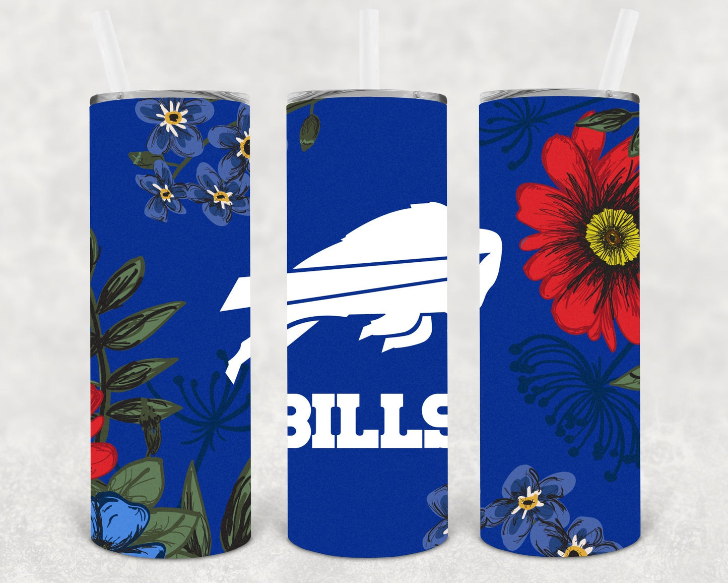 Buffalo Bills Floral 20 oz Skinny Tumbler