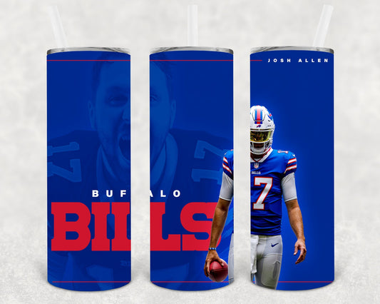Buffalo Bills Josh Allen 20 oz Skinny Tumbler