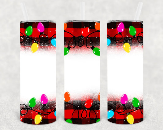 Buffalo Plaid Christmas Lights 20 oz Skinny Tumbler