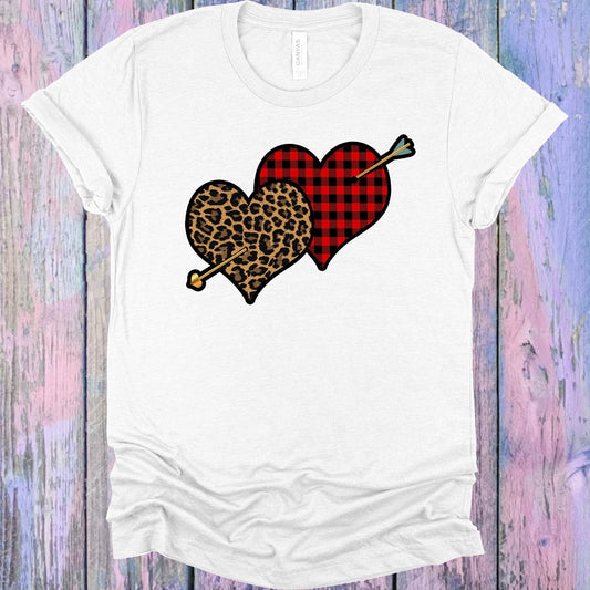 Buffalo Plaid Leopard Hearts Graphic Tee