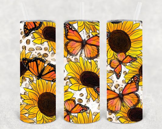 Butterfly Sunflowers 20 oz Skinny Tumbler