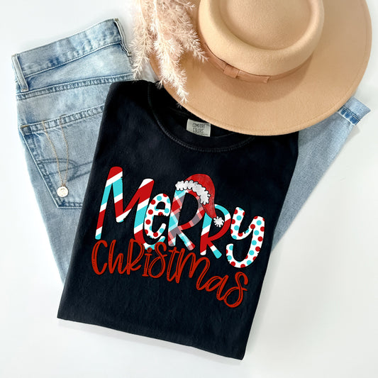 Merry Christmas Red/Teal - Comfort Colors Graphic Tee