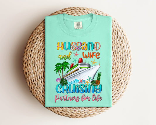 Husband and Wife Cruising Partners for Life Graphic Tee