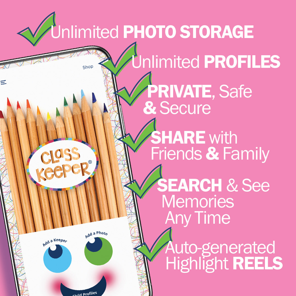 Mom Must-Have School Keepsake Kit | Class Keeper®, Photo Prop Deck & School Stickers | BONUS! App Membership + BONUS! Earn & Learn® Chore Chart Pad | (2) Styles