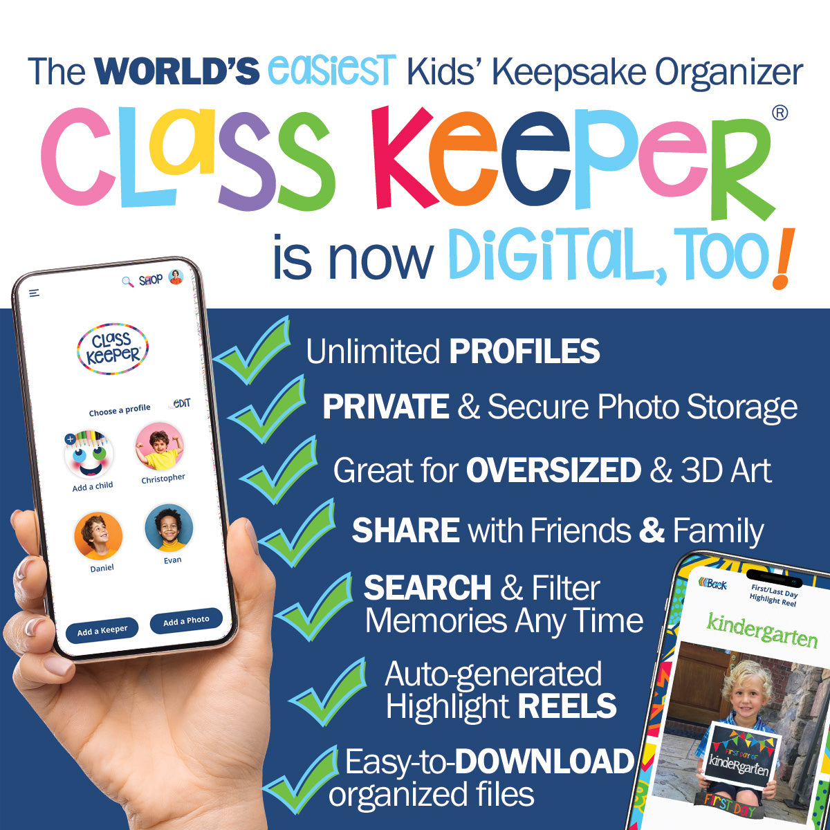 Class Keeper® School Days Memory Book + BONUS App Membership + BONUS Earn & Learn® Chore Chart Pad | (2) Styles