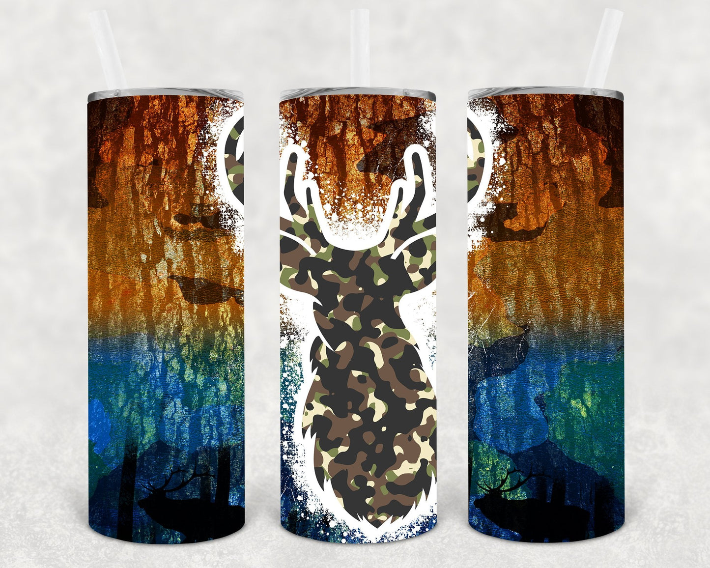 Camo Deer 20 oz Skinny Tumbler