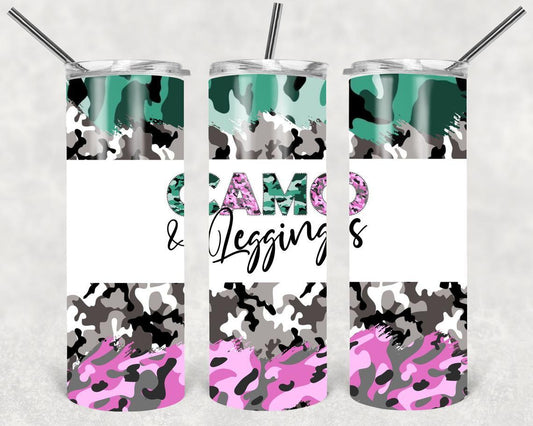 Camo and Leggings 20 oz Skinny Tumbler