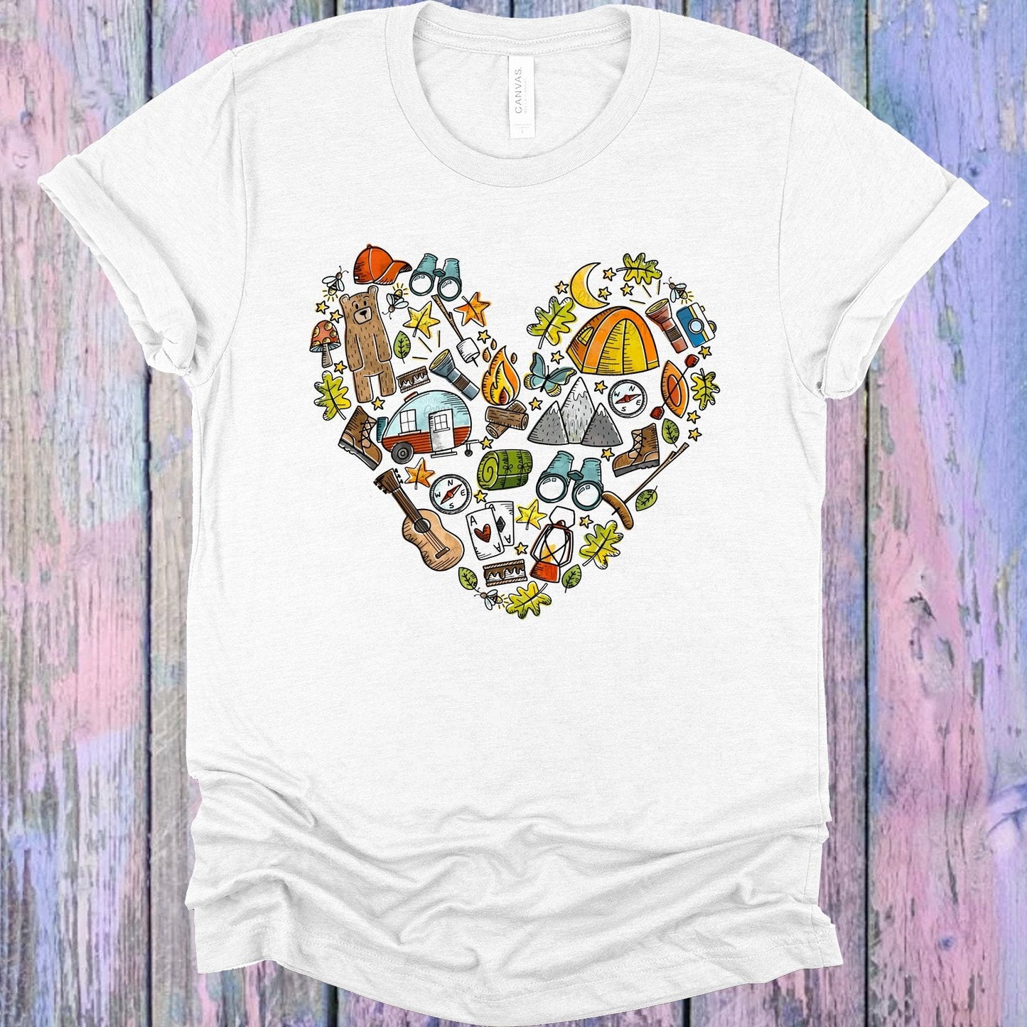 Camping Doodle Heart Graphic Tee