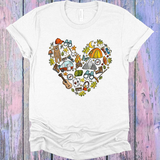 Camping Doodle Heart Graphic Tee