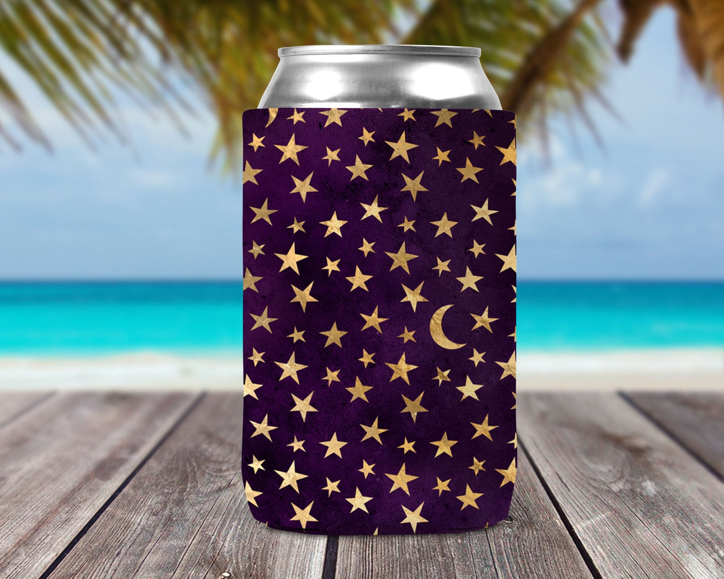 Can Cooler - Purple and Gold Stars
