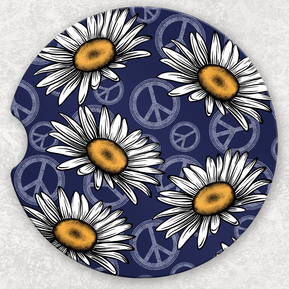 Car Coaster Set - Blue Peace Daisies