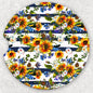 Car Coaster Set - Blue and Gold Floral