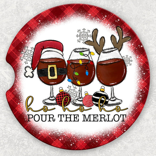 Car Coaster Set - Ho Ho Ho Pour the Merlot