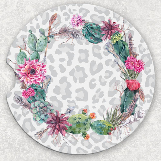 Car Coaster Set - Leopard and Cactus