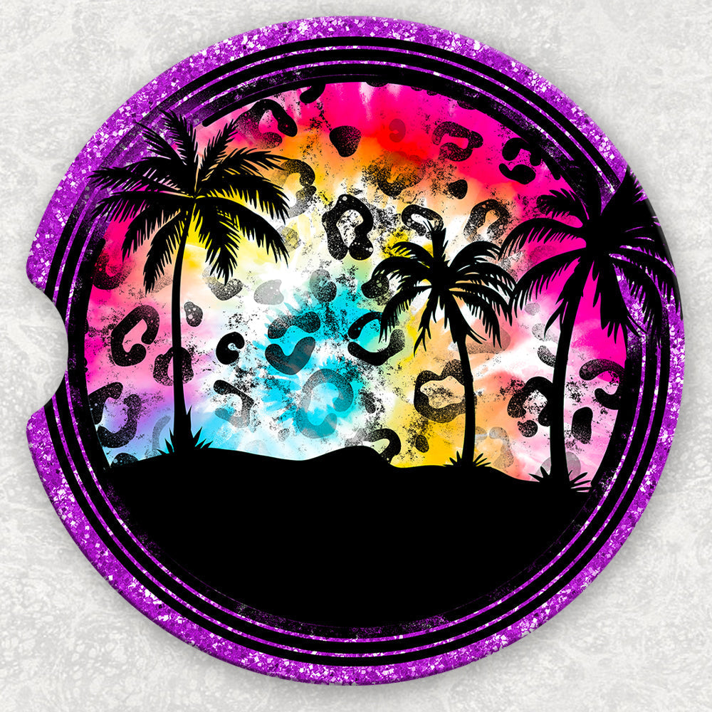 Car Coaster Set - Palms and Leopard