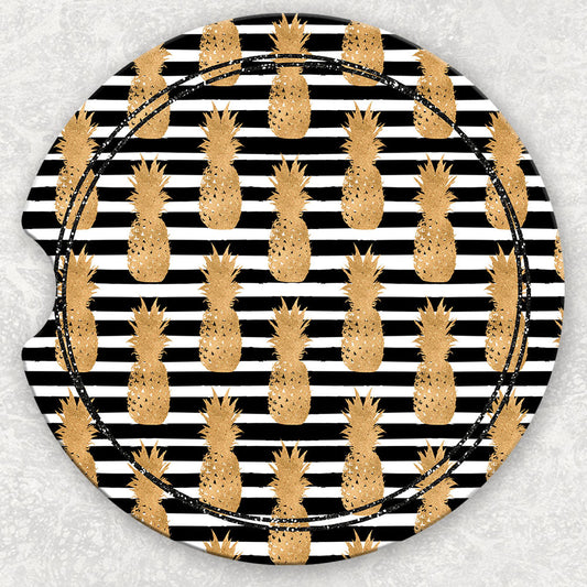 Car Coaster Set - Pineapples and Stripes