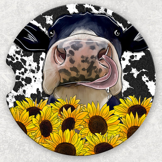 Car Coaster Set - Sunflower Cow