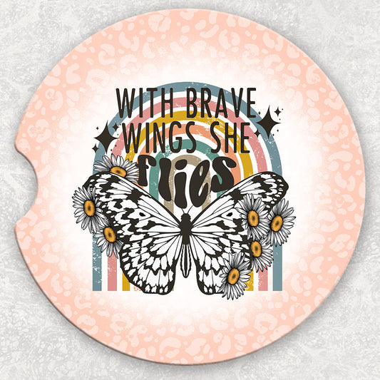 Car Coaster Set - With Brave Wings She Flies