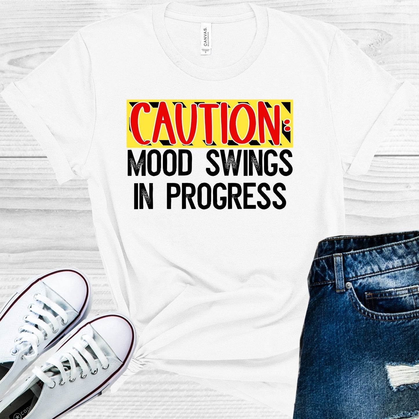 Caution Mood Swings in Progress Graphic Tee