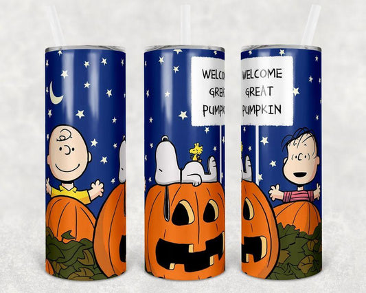 Charlie Brown Welcome Great Pumpkin 20 oz Skinny Tumbler