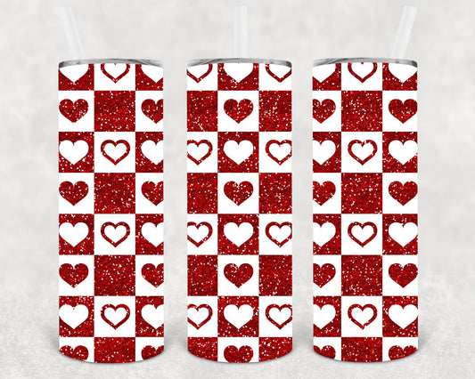 Checkerboard Hearts 20 oz Skinny Tumbler