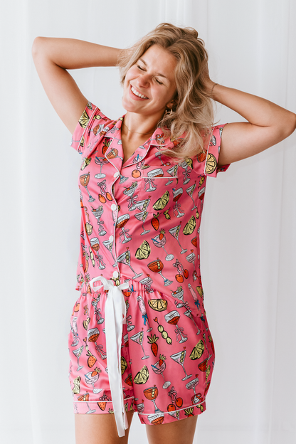 Cheers to Bedtime Satin Pajamas Shorts Set