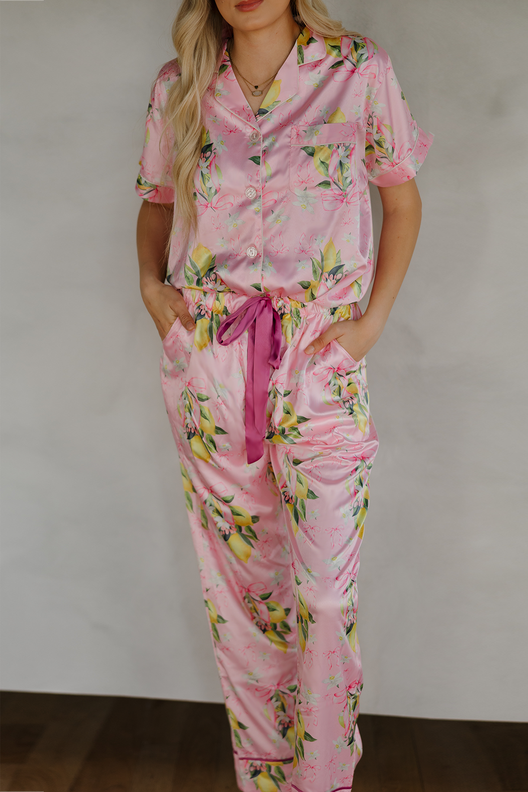 Citrine Coquette Ribbon Pajama Pants Set