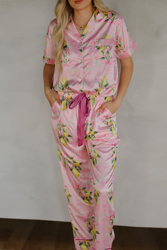 Citrine Coquette Ribbon Pajama Pants Set