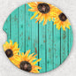 Car Coaster Set - Wood and Sunflowers