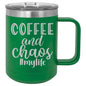 Coffee and Chaos #mylife 15 oz Polar Camel Coffee Mug with Sliding Lid