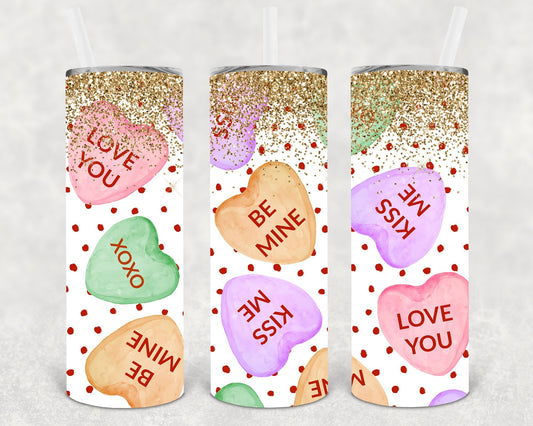 Conversation Hearts 20 oz Skinny Tumbler