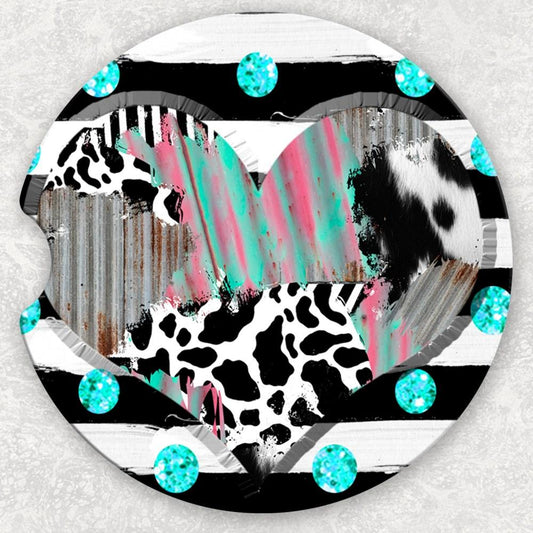 Car Coaster Set - Cow and Stripes