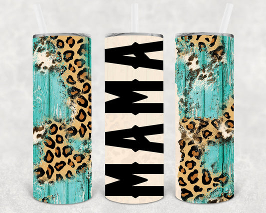 Cowhide Leopard Mama 20 oz Skinny Tumbler