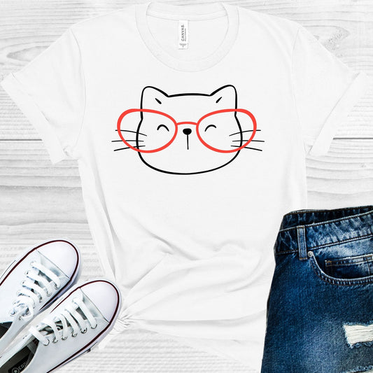 Cute Cat with Glasses Graphic Tee