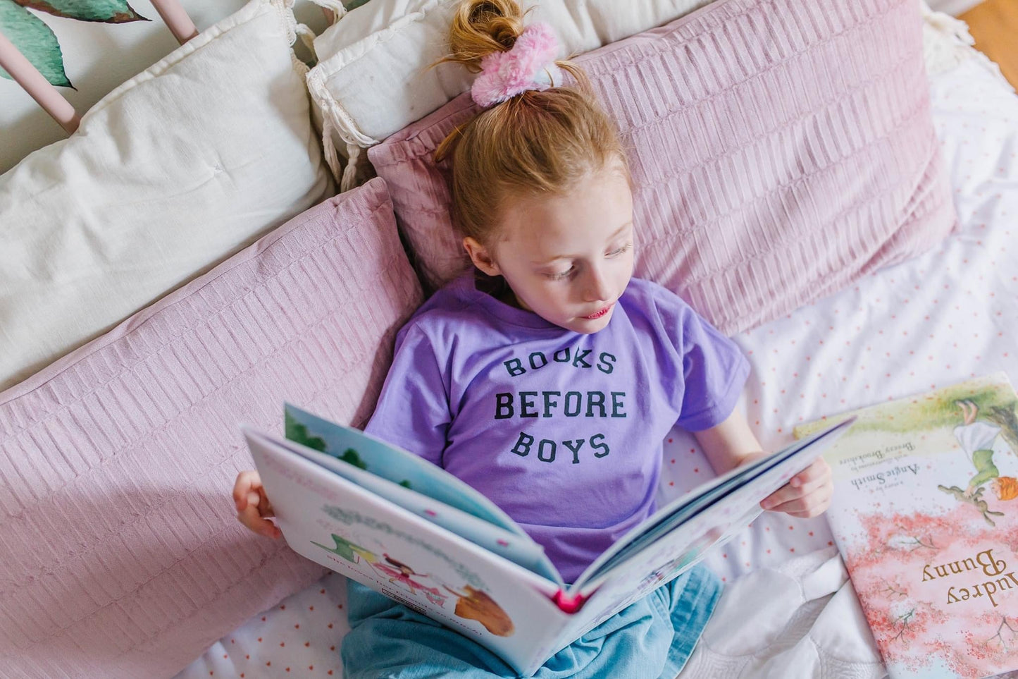 Purple Books Before Boys Tee