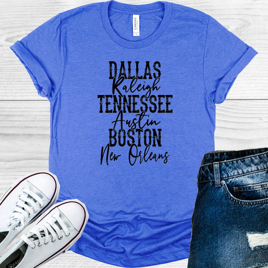 Dallas Raleigh Tennessee Austin Boston New Orleans Graphic Tee