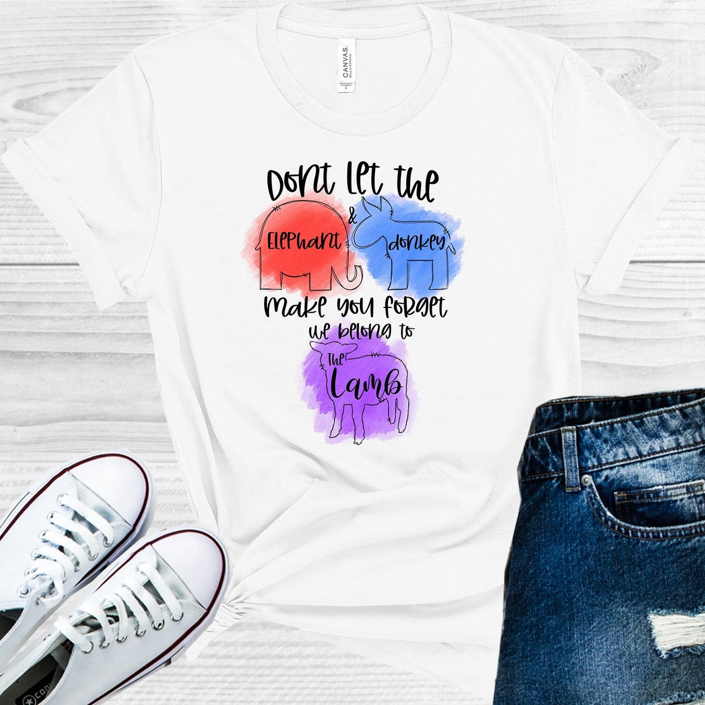 Don't Let the Elephant & Donkey Make You Forget We Belong to the Lamb Graphic Tee