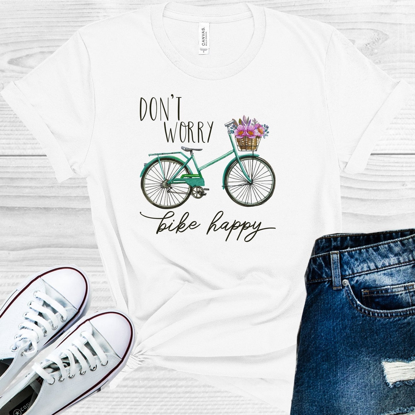 Don't Worry Bike Happy Graphic Tee