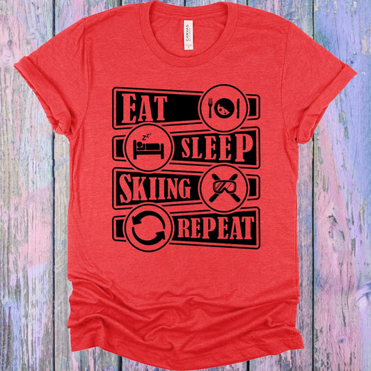 Eat Sleep Skiing Repeat Graphic Tee