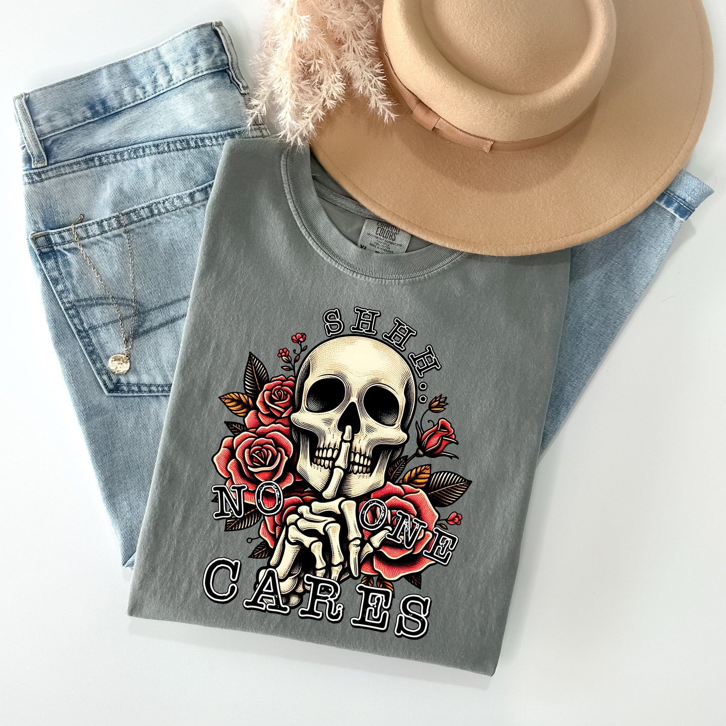 Shh No One Cares Graphic Tee