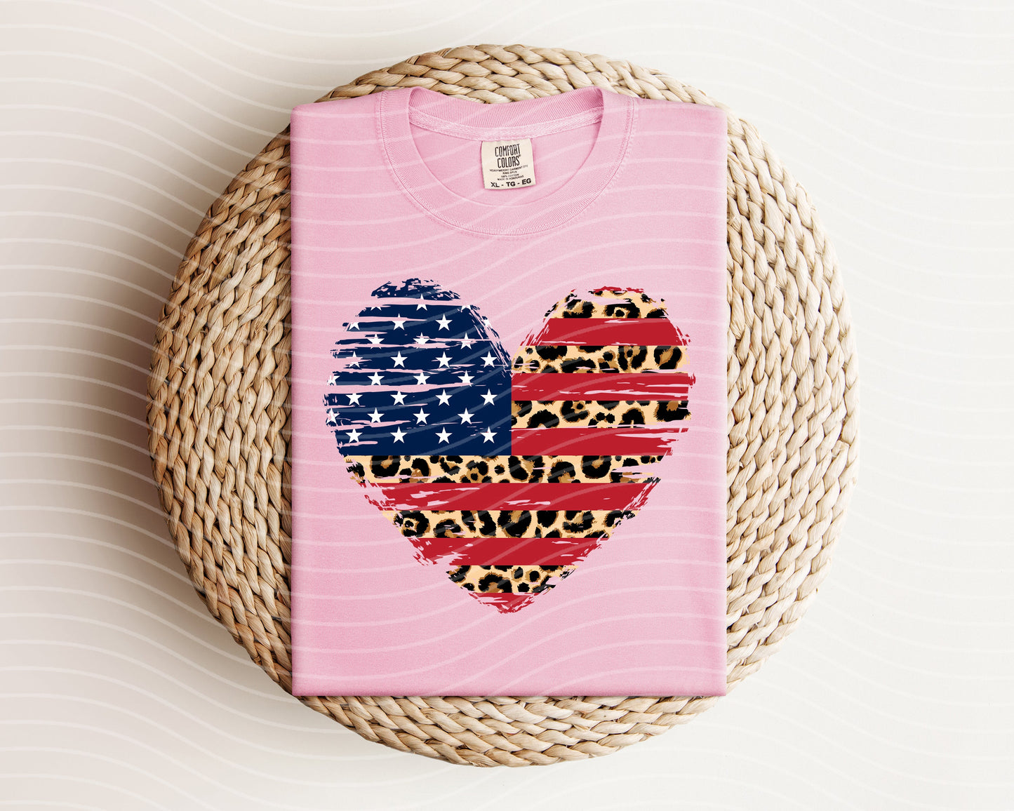 Leopard Flag Heart Graphic Tee